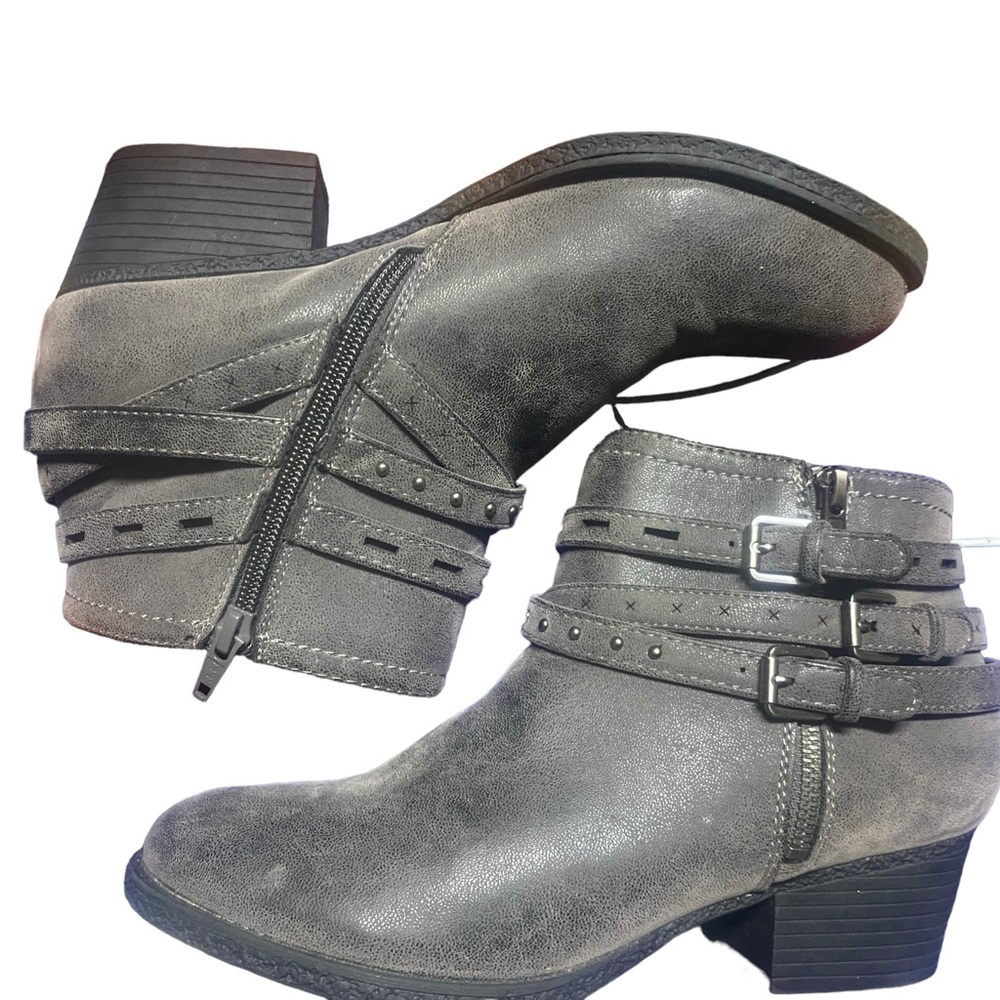 Sonoma Boots Womens 9 M Brown Rosalind Ankle Bootie Block Heels Side Zip Casual